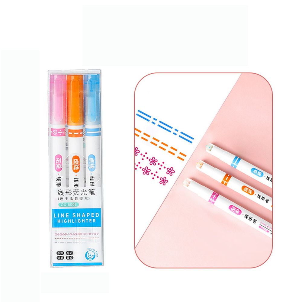 3Pcs Highlighter White Art Painting Pen Creative Design Hook Line Liquid  Chalk Paint Markers School Stationery Writing Supplies