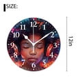 thumbnail image 2 of 12 Inch Wall Clock Battery Operated Silent Clock Decorative for Office, Kitchen, Outdoor, Living Room，Cute African Girls Loves Music Pretty, 2 of 4