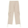 thumbnail image 6 of SonxaHe Toddler Boys Pants Drawstring Stretch Waist Cargo Trousers with Pockets Children Sports Active Pants Beige,Sized 3-4, 6 of 7