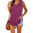 thumbnail image 2 of Dowegor Tank Tops Women T Shirt Solid Color Casual Fit Tank Tops Sleeveless Tops for Women Womens Flowy Tank Tops Loose Tank Tops for Women Purple L, 2 of 4