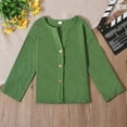 thumbnail image 2 of Boys Cotton Linen Shirt Toddler Boys Button Up Pocket Long Sleeve Blouse Dress Shirts Spring Fall Tees Tops,Color:Green,5-6 Years, 2 of 9