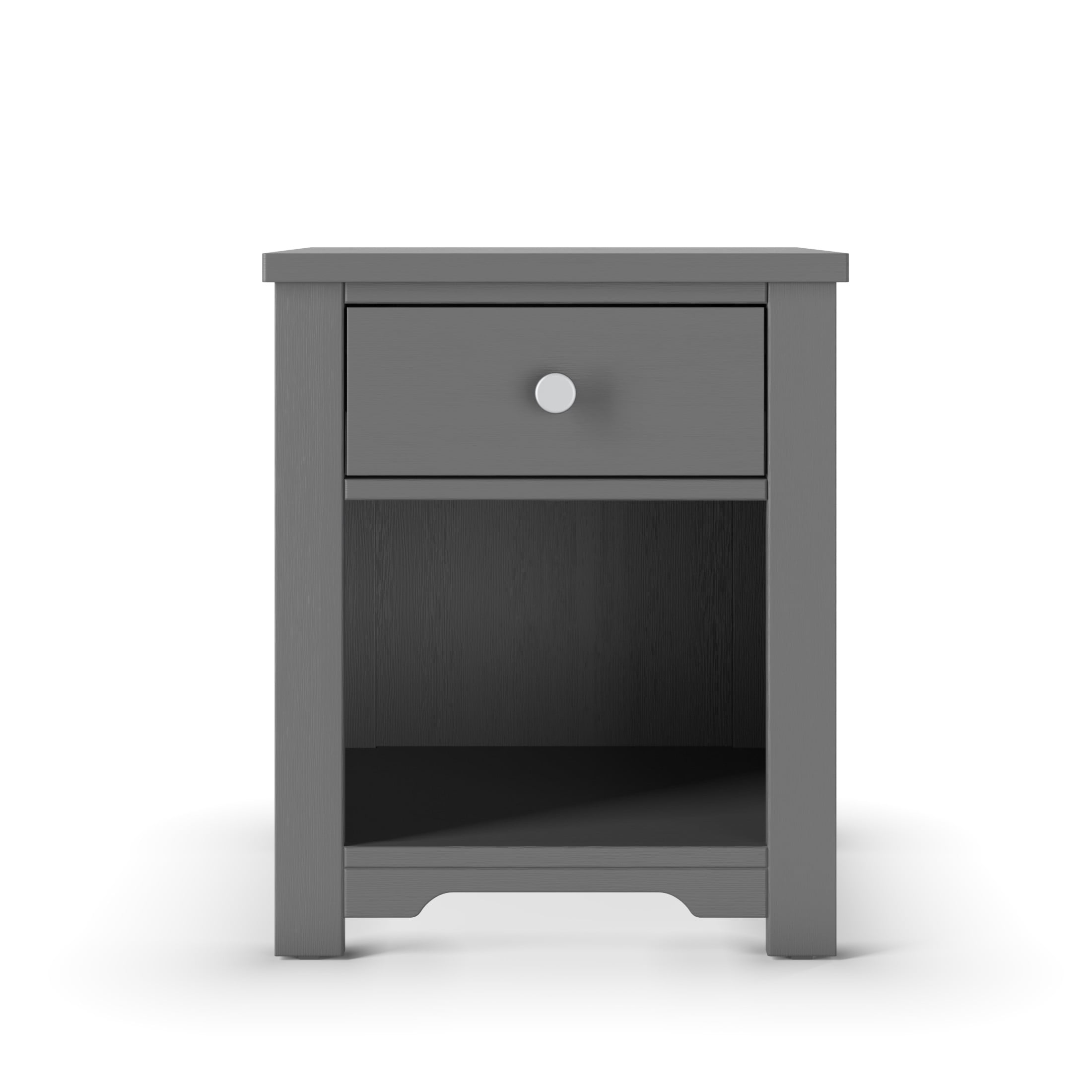 Child Craft Harmony Nightstand with Drawer & Open Cubby Storage, Pine Wood Construction, Brushed Pebble