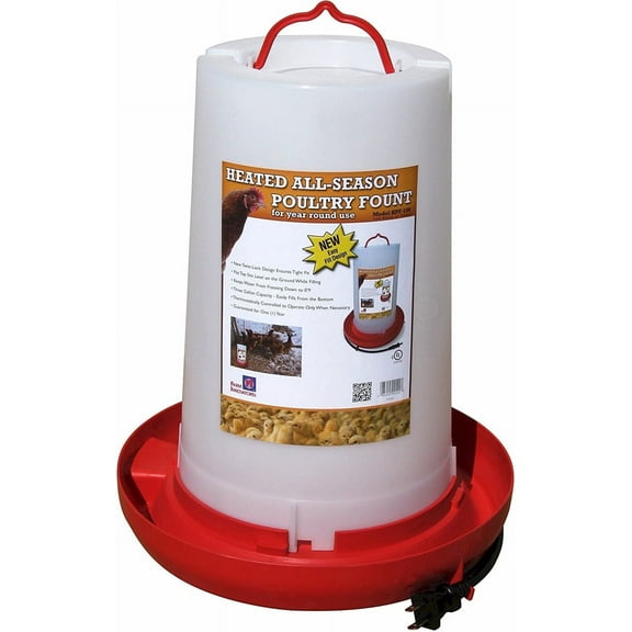 Farm Innovators Model HPF-100 "All-Seasons" Heated Plastic Poultry Fountain, 3 Gallon, 100-Watt