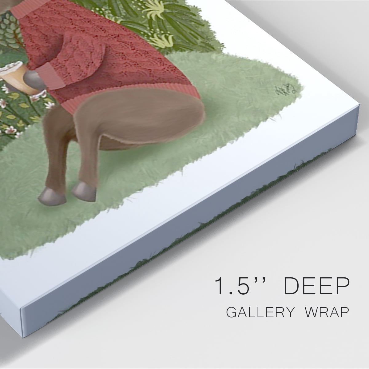 Latte Moose in Sweater Premium Gallery Wrapped Canvas - Ready to Hang