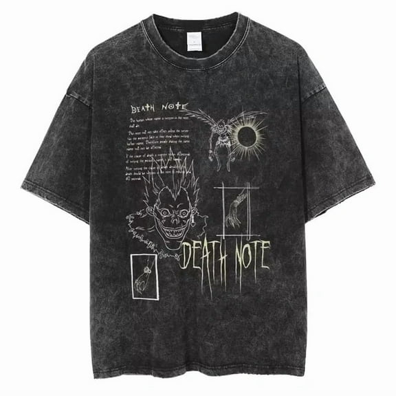 Death Note Men's Cotton Summer T-Shirts Vintage Tee Loose Fit Short Sleeve Casual Tshirts for Men Women XL