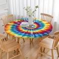 thumbnail image 3 of Colorful Tie Dye Mandala Pattern Round Fitted Tablecloth with Elastic Edge,Dining Table Cover Waterproof,Outdoor Round Tablecloth for Camping,Dining,Indoor and Outdoor, 3 of 7