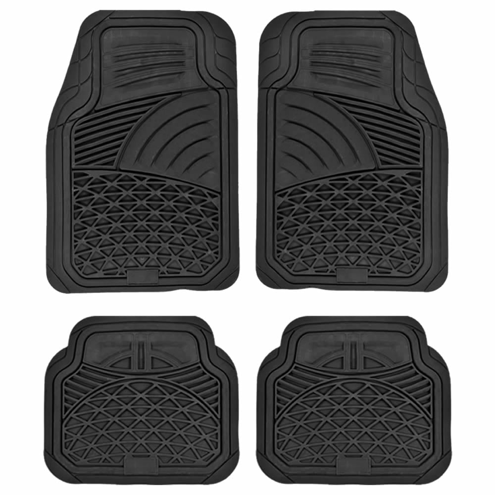 UAA Ultra Heavy Duty Runner Rubber Floor Mats set for Car Truck - Black ...