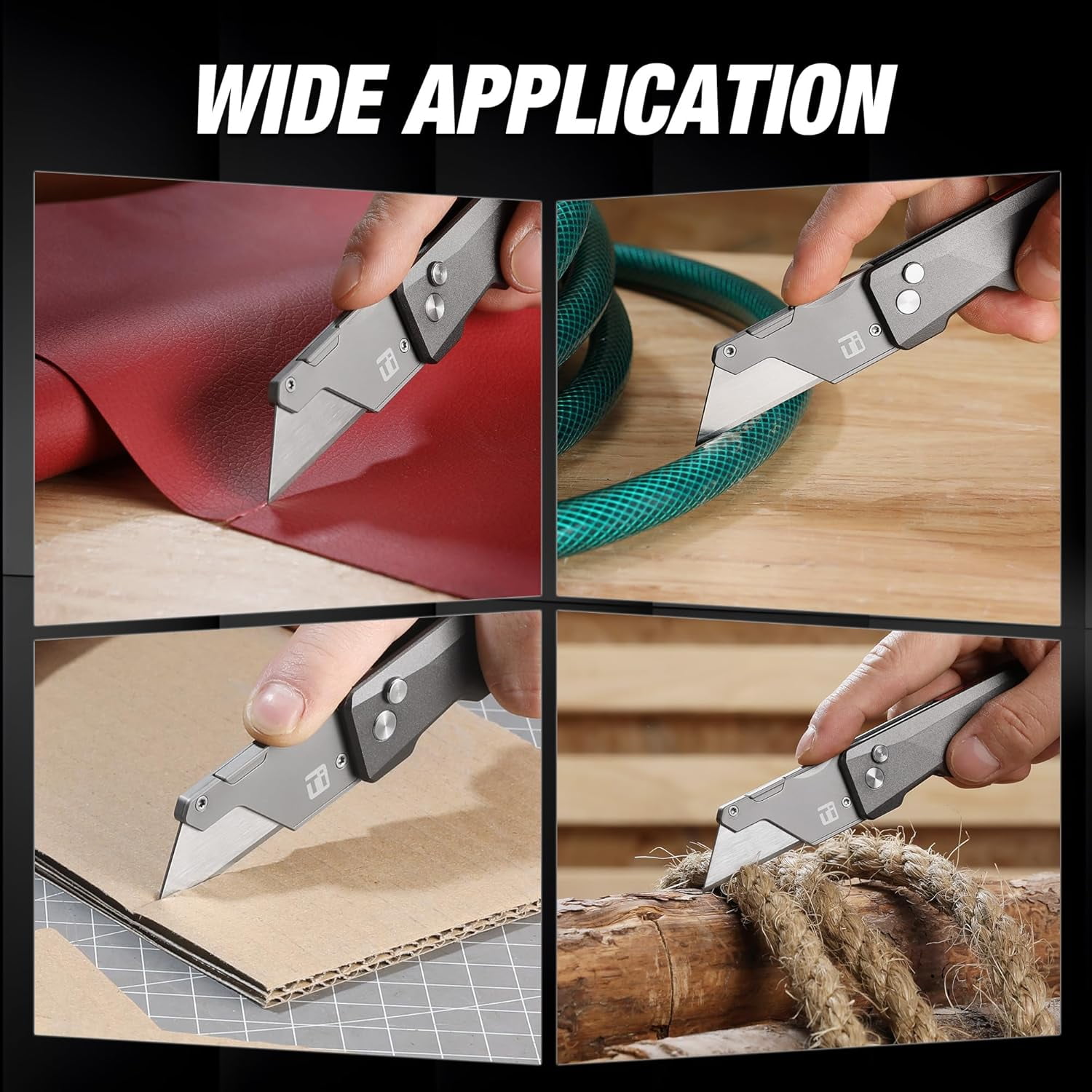 FLISSA Advanced Titanium Utility Knife, CNC Unibody, Lightweight All Metal Folding Box Cutter, Quick Change Blade Razor Knife, with 10 Extra Blades