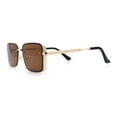 thumbnail image 5 of Mens Rimless Narrow Rectangle Dimensional Metal Frame Sunglasses Gold - Brown, 5 of 6