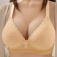 thumbnail image 2 of Penkiiy Women Bras Fixed Cup Comfortable Small Chest Gathered Lace Without Steel Ring Bra Beige Bras, 2 of 5