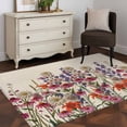 thumbnail image 4 of Watercolor Floral 3'x5' Washable Rug, Spring Daisy Lily Lavender Garden Beige Non-Slip Area Rugs for Entryway Kitchen Classroom, StainResistant Dorm Throw Carpet, Low Pile Soft Indoor Floor Mat, 4 of 9