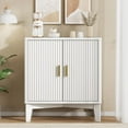 thumbnail image 3 of FANRAL 30" Wide Fluted Sideboard Buffet Cabinet with 2 Doors,Adjustable Shelves,X-Shaped Base Mid Century Modern Storage for Kitchen Living Room Dining Room,White Storage Cabinet, 3 of 7