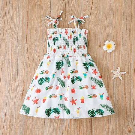 

Cathalem Simple Formal Dress Patterns Toddler Girls Sleeveless Beach Dresses Kids Cartoon Printed Baby Birthday Dress 1 Year Girl Dress White 1 Year