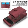 thumbnail image 5 of Dteck Magnetic Detachable Wallet Case for Google Pixel 9/9 Pro,Luxury Leather 2 in 1 Case Compatible with Mag Safe Card Slot Pocket Stand Shockproof Cover for Google Pixel 9/9 Pro,Winered, 5 of 5