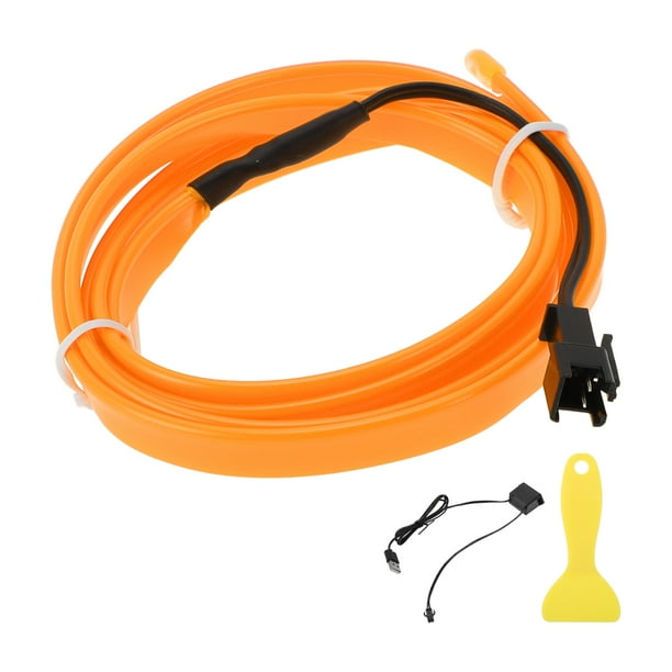Cuerda de luz LED EL de 1m Unique Bargains, tira de luz de neón flexible para iluminación interior de automóviles, decoración de automóviles USB (5V) Amarillo