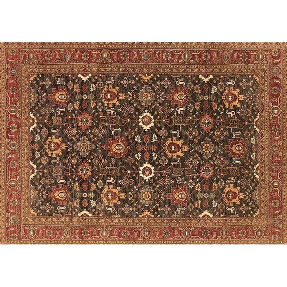 Ahgly Company Indoor Rectangle Oriental Brown Industrial Area Rugs, 7' x 10'