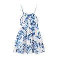 thumbnail image 2 of Sleeveless Summer Dresses Girls Spaghetti Strap Floral Vacation Tiered Dresses Casual Going Out Beach Outfits White, 8 Years, 2 of 6
