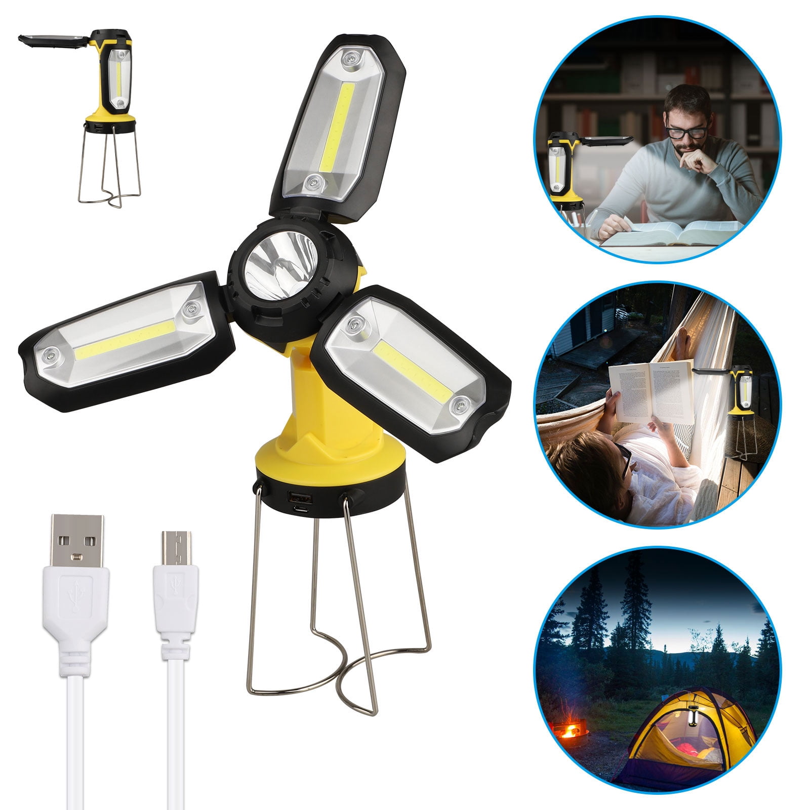 LED Flashlight Worklight Foldable Camping Lantern Portable Tent Emergency Light