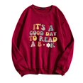 thumbnail image 1 of OUSITAID T-Shirts Graphiques Décontractés à Manches Longues pour Femmes, Col Rond, Chandails en Molleton, Pull-Over, Hauts pour Femmes, 1 of 3