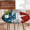 thumbnail image 3 of American Star Retro Round Tablecloth 45-54 Inch Round Fitted Table Cloth with Elastic Edge, USA Teal Red Star Vintage 4th of July Waterproof Table Cover Protector for Outdoor Picnic Party Dining, 3 of 9