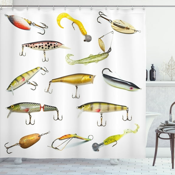 Ambesonne Fish Shower Curtain, Hunting Sea Animals Theme, 69"Wx70"L, Multicolor