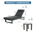 thumbnail image 5 of Patio Chaise Lounge Chair Set of 3 Outdoor 5 Adjustable Position Recliner with Side Table,Dark Grey, 5 of 7