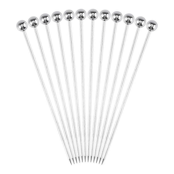 24pcs Stainless Steel Fruit Picks Cocktail Decorative Picks Sticks Party Supplies Favors for Banquet Bar (Silver)