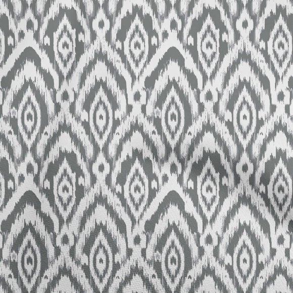 oneOone Polyester Lycra Gray Fabric Ikat Fabric For Sewing Printed Craft Fabric By The Yard 56 Inch Wide