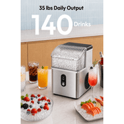 Auseo Nugget Ice Maker Countertop , 35lbs/24H, Crushed Ice Ready in 5 Mins ,Self-Cleaning, Ice Basket & Ice Shovel & Handle, for Home/Office/Party, Black