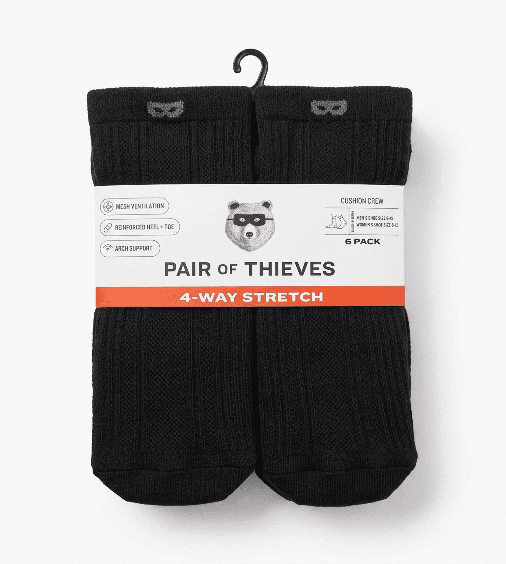 Pair of Thieves Men's 4-Way Crew Socks, 6-Pack