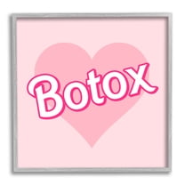 Stupell Industries Pink Heart Botox Inspirational Painting Gray Framed Art Print Wall Art, 12 x 12