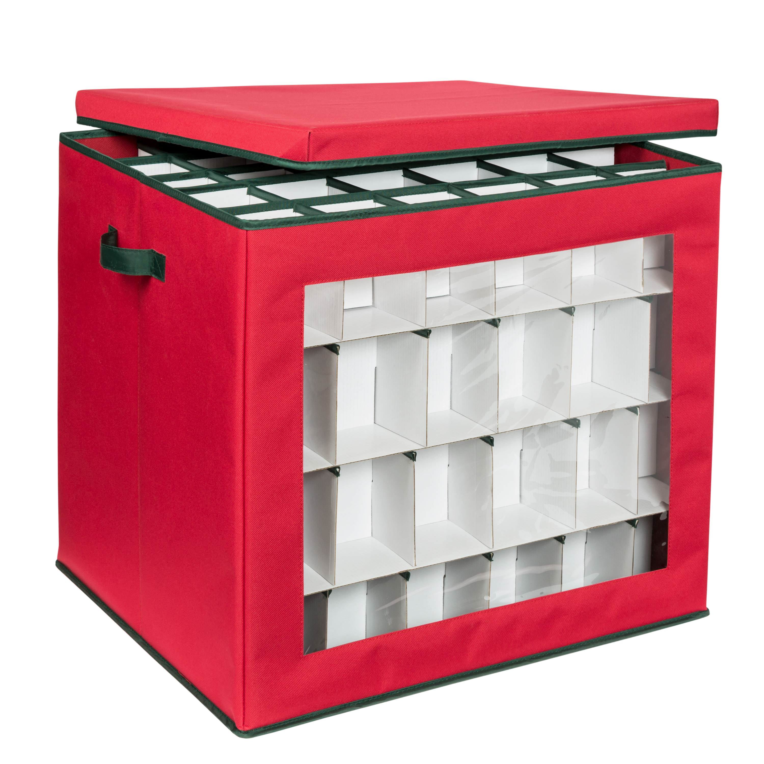 Honey Can Do 120 Count Ornament Storage Container Red