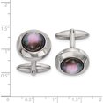 thumbnail image 3 of Stainless Steel Polished Black Mother Of Pearl Circle Cufflinks (26.1 X 19) Made In China src392, 3 of 5