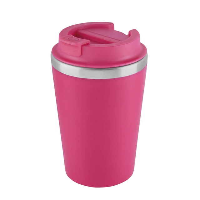 Termo de acero inoxidable doble pared con tapa push-batani rosa 8.9 x 15