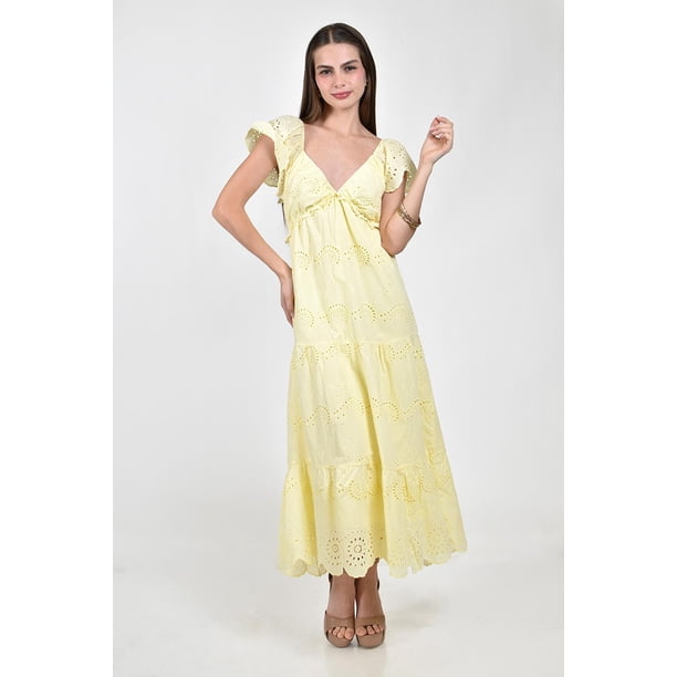 Vestido largo con bordado Roman Fashion /Juvenil, 14656 (Amarillo) amarillo G