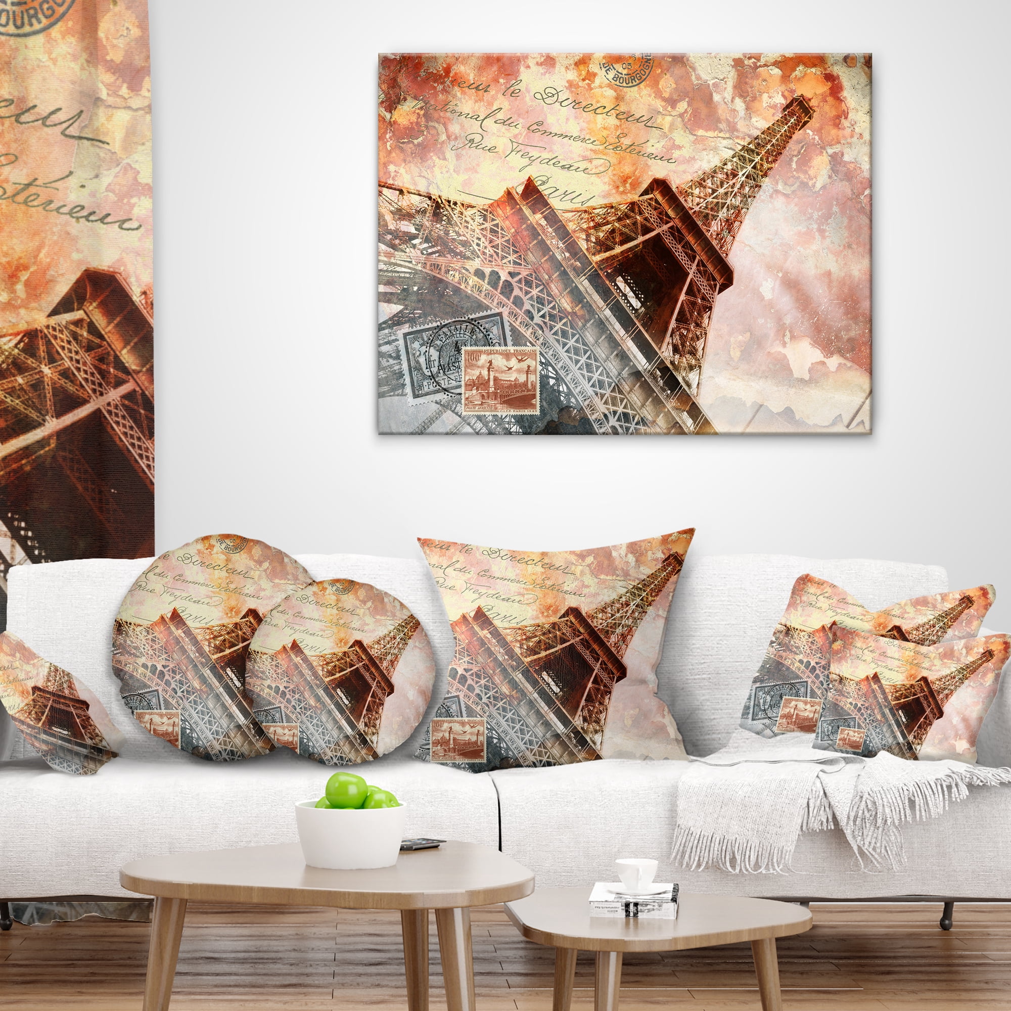 Designart Paris Eiffel TowerParis - Contemporary Throw Pillow - 12x20