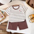 thumbnail image 4 of Toddler Boy Summer Outfit Set 2 Piece Short Sleeve And Short Sets Cartoon Printed Crewneck Breathable Clothing White 2-3 Years, 4 of 4