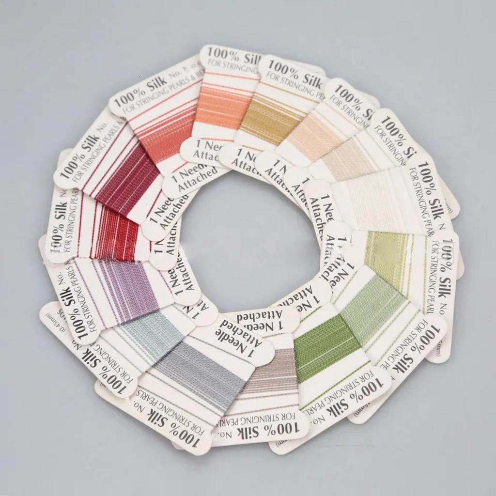 Giaone 20pcs 100% Silk Bead Cord Multicolor Needle End Silk Cord for Jewelry Beading