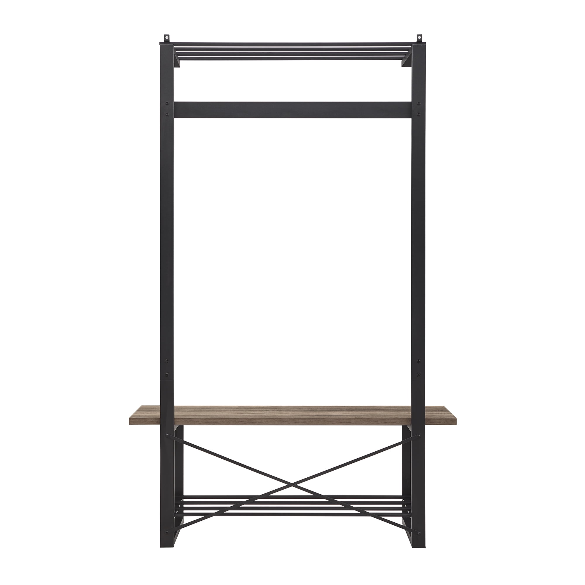 Manor Park Urban Hall Tree with Coat Hooks and Bench, Grey Wash