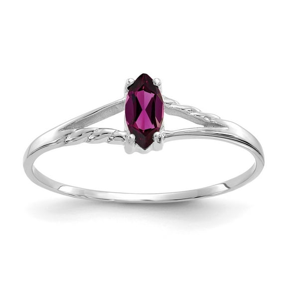 10K White Gold Ring Band with Stones (06) June Garnet (Rhodolite) Marquise Red