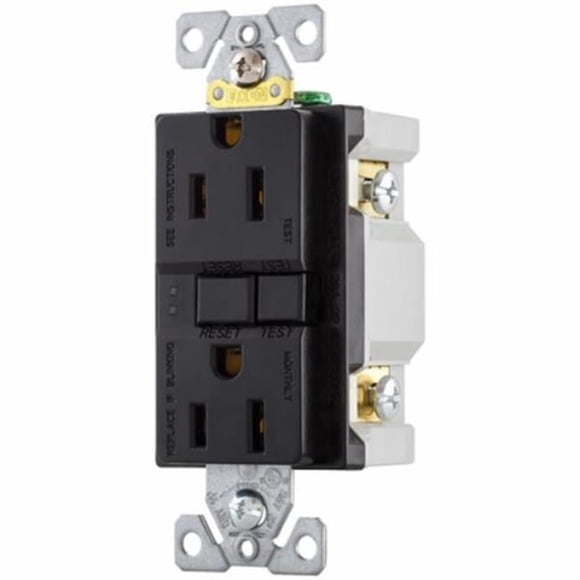 Cooper Wiring Device SGF15BK 15 A 125 V GFCI Self Test Duplex Receptacle, Black