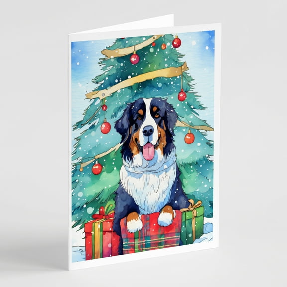 Bernese Mountain Dog Christmas Greeting Cards Pack of 8 7 in x 5 in