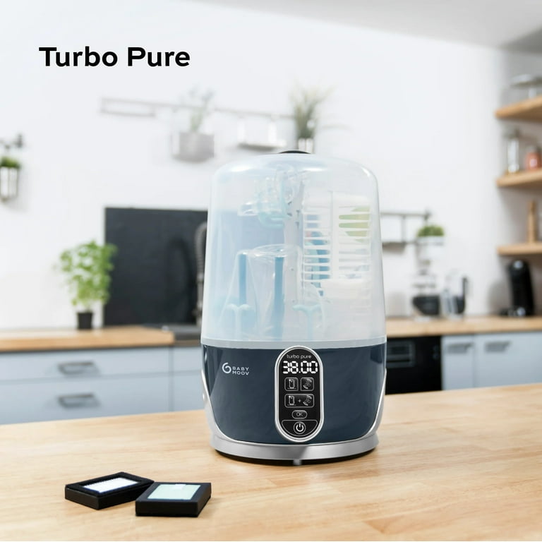 Babymoov Turbo Pure Sterilizer Dryer, Advanced Purified Sterilization, Fast  & Clean Drying, Universal Bottle Storage and Easy Use, Black