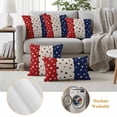 thumbnail image 6 of Red Blue Stars 4th of July Outdoor Waterproof Pillow Covers, Independence Day Rustic Decorative Square Throw Pillowcase Sofa Cushion Sham for Patio/Couch/Chair, 24"x24" 2 Pack, 6 of 8