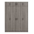 thumbnail image 6 of MODERNLUXE 3 Door Wardrobe Closet with 1 Drawer,Wooden Clothing Storage Cabinet with Hanging Rod,Top Cabinet and Shelves for Bedroom, Gray, 6 of 8