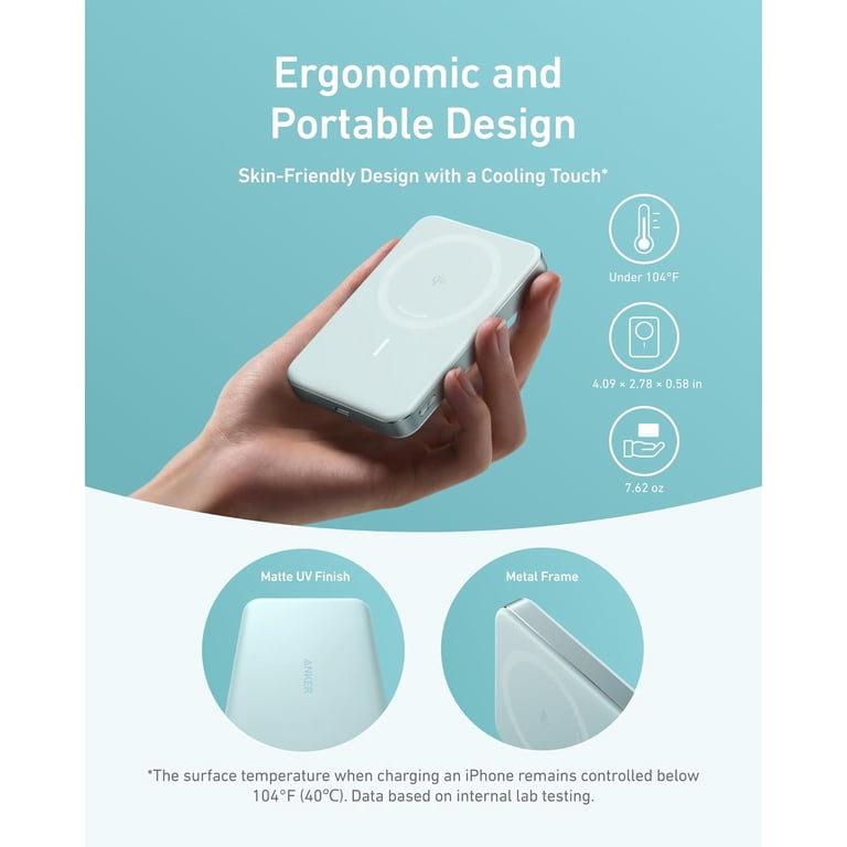 Anker, MagGo Power Bank, 10,000mAh, Magnetic, Qi2 Compatible