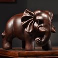 thumbnail image 1 of Large pair of ebony carved elephant figurines, solid wood elephant decorations for living room, housewarming, business opening, and other auspicious purposes., 1 of 4
