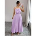 thumbnail image 4 of Mauve Purple Floral Embellished Waist Pleated A-Line Maxi Dress For Women, Elegant Party & Daily Wear, 4 of 8