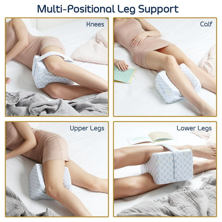 Nestl Knee Pillow with Cooling Cover and Adjustable Strap - Comfy Pillow  Between or Under Legs for Side Sleepers 