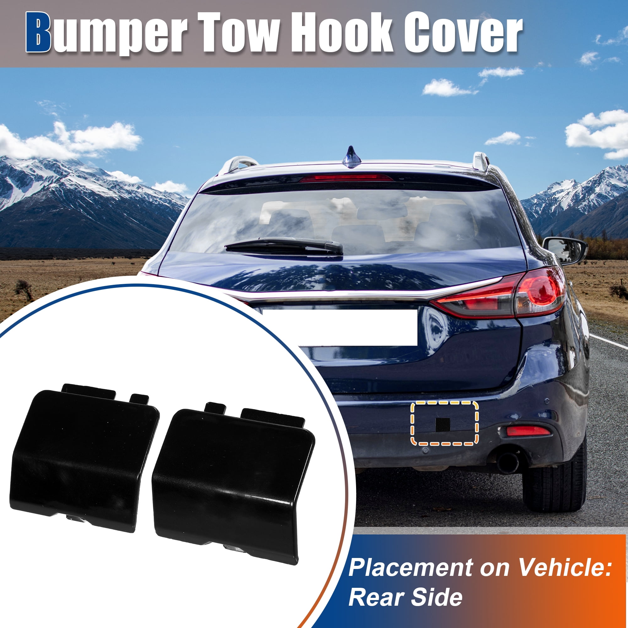 Unique Bargains Rear Car Bumper Tow Hook Cover for Mazda 6 2013-2018 Black